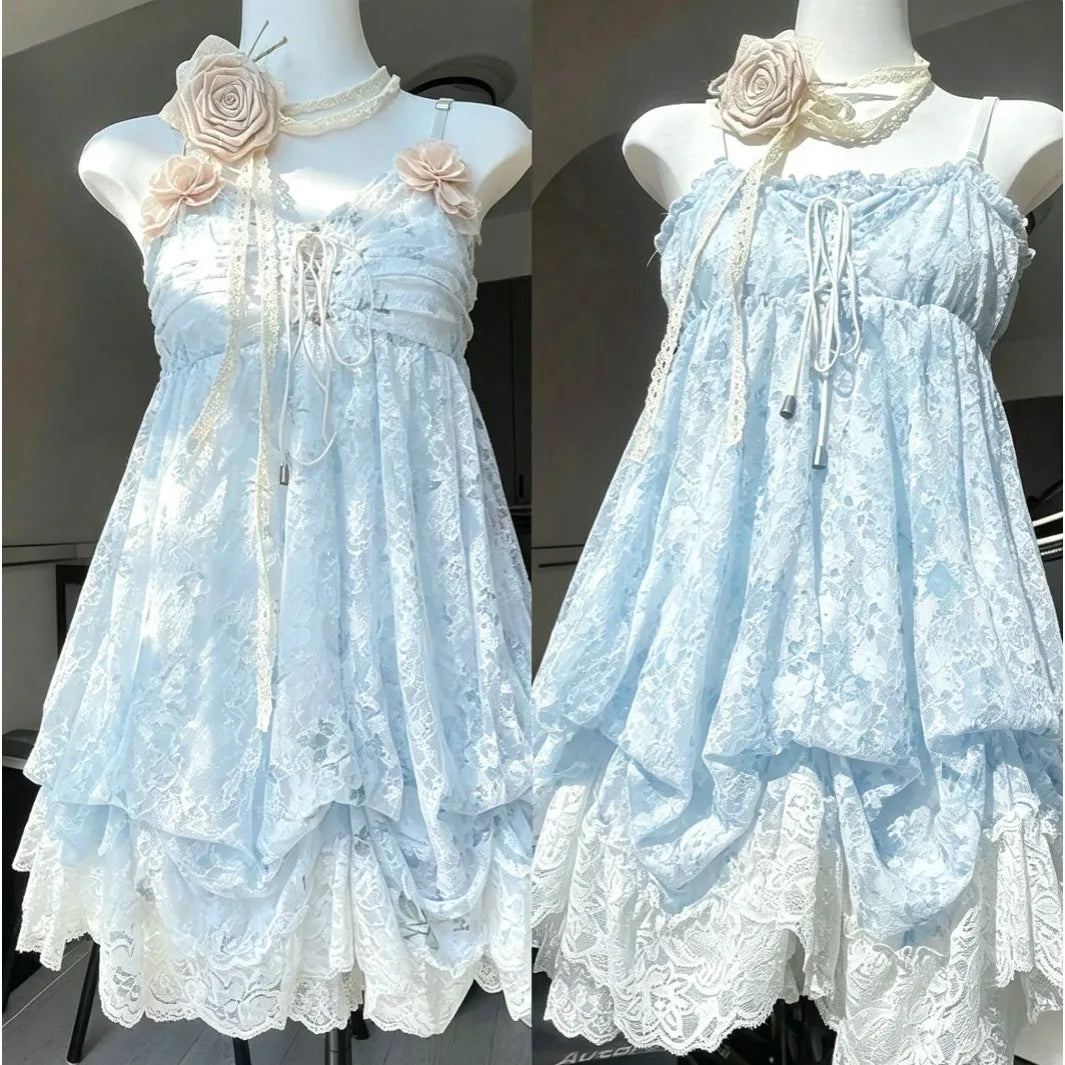 Floral Lace Babydoll Mini Dress