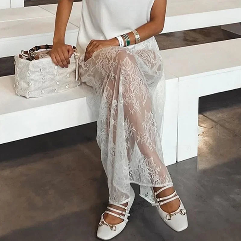 Lace See-Through Skirt