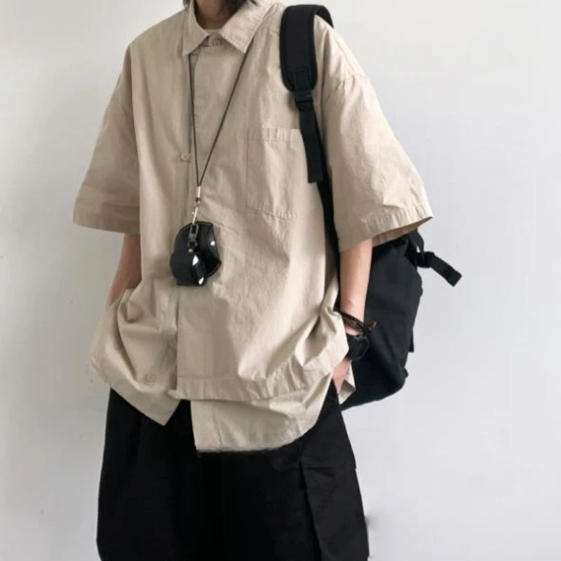 Short Sleeved Shirt + Multiple Pockets Tooling Shorts Set