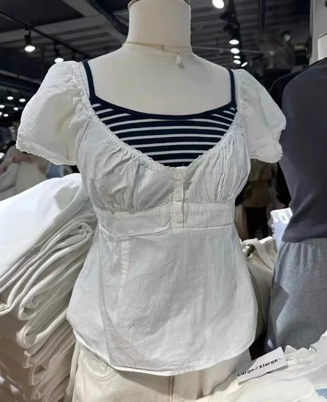 Gingham Puff Sleeve Top