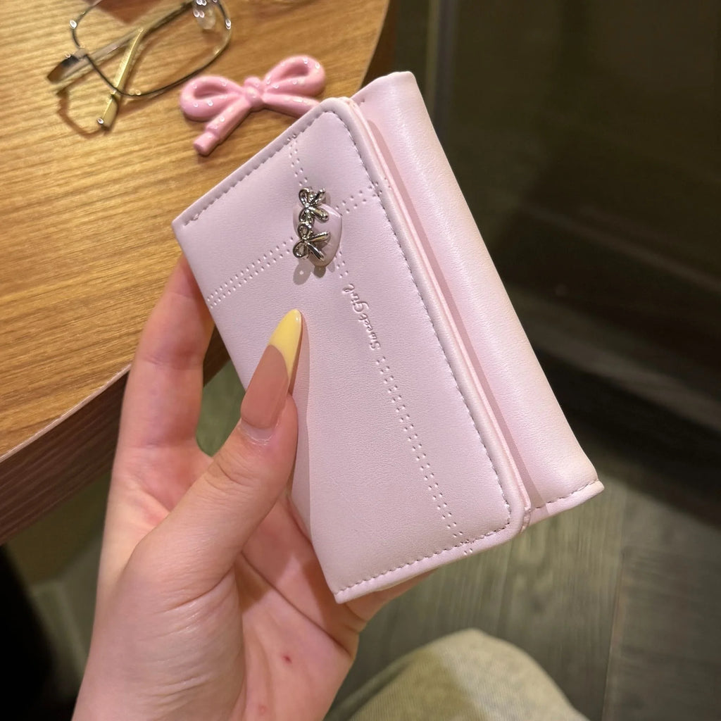 Simple Love Bow Short Wallet