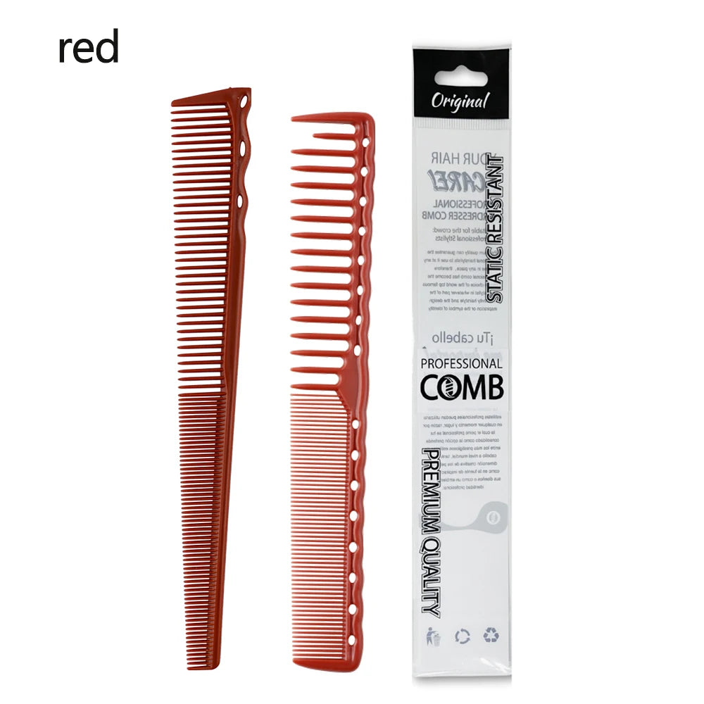 2PCS Set Professional Barbershop Hairdressing Dense Teeth Comb Anti-Static Edge Corner Comb Flat Haircut Styling Trimming Tools