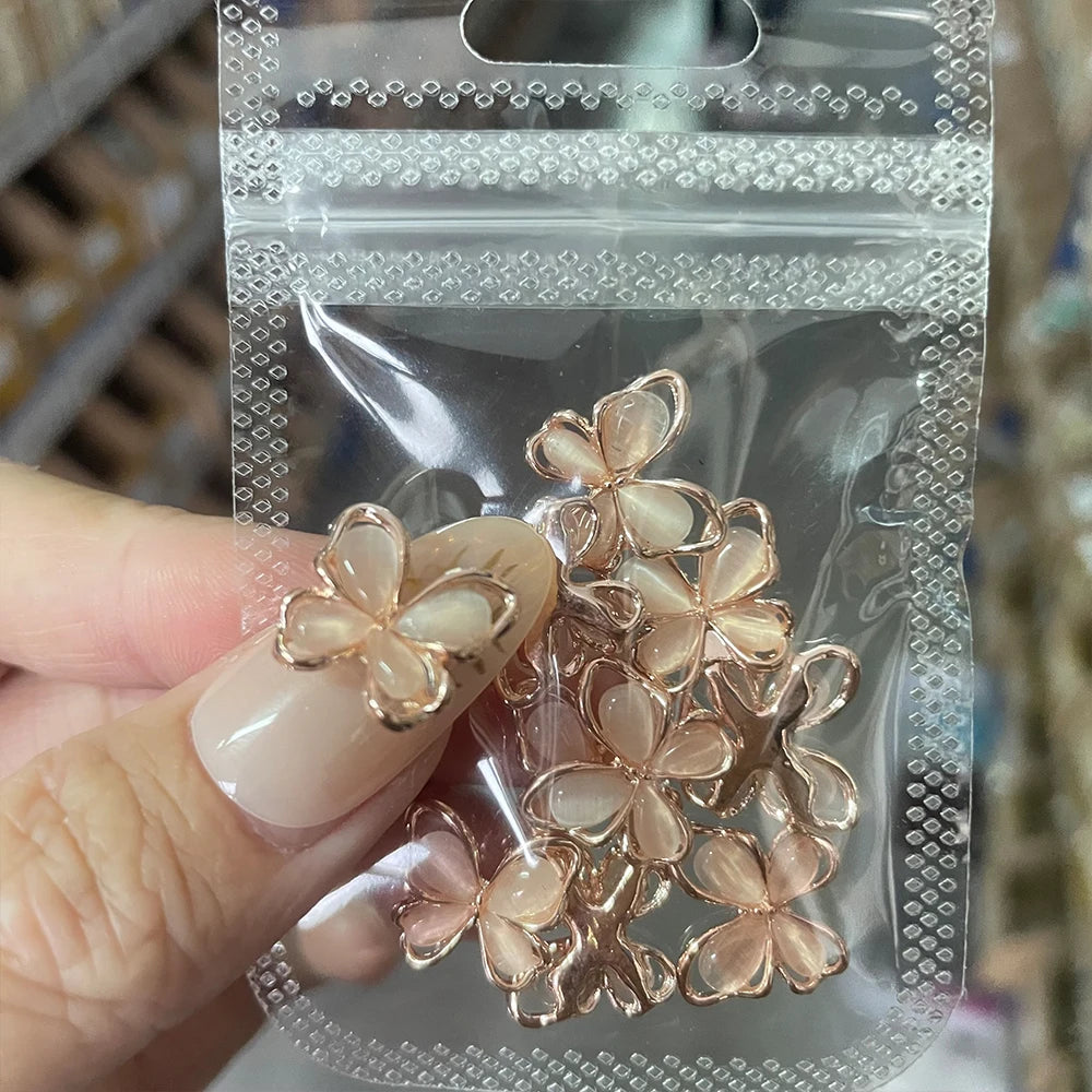 10Pcs Fairy Pink Zircon Nail Art 3D Charms Jewelry Butterfly Shaped Nail Crystal Alloy Decals 11*9mm Rhinestone Nail Decoration*