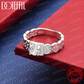 925 Sterling Silver Round AAA Zircon Hollow Pattern Ring