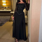 Hollow Rhinestone Evening Dress