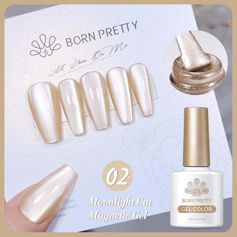 BORN PRETTY 10ml Water Light Cat Magnetic Gel Nail Polish Shining Super Sliver-light Holographics Soak Off UV Gel Varnish
