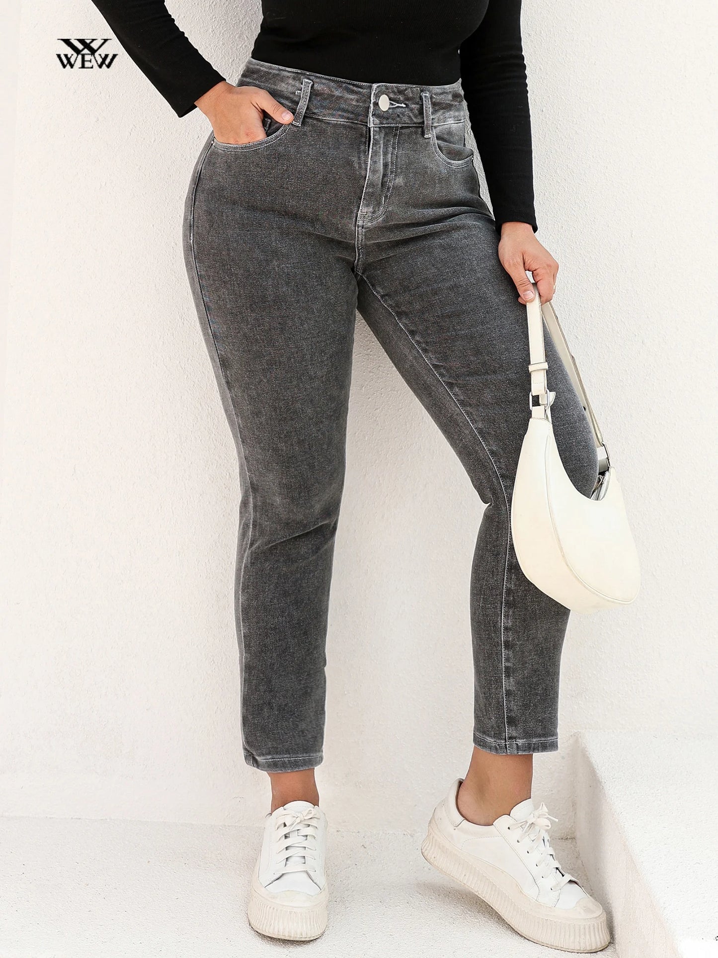 Stretchy High Waist Mom Jeans