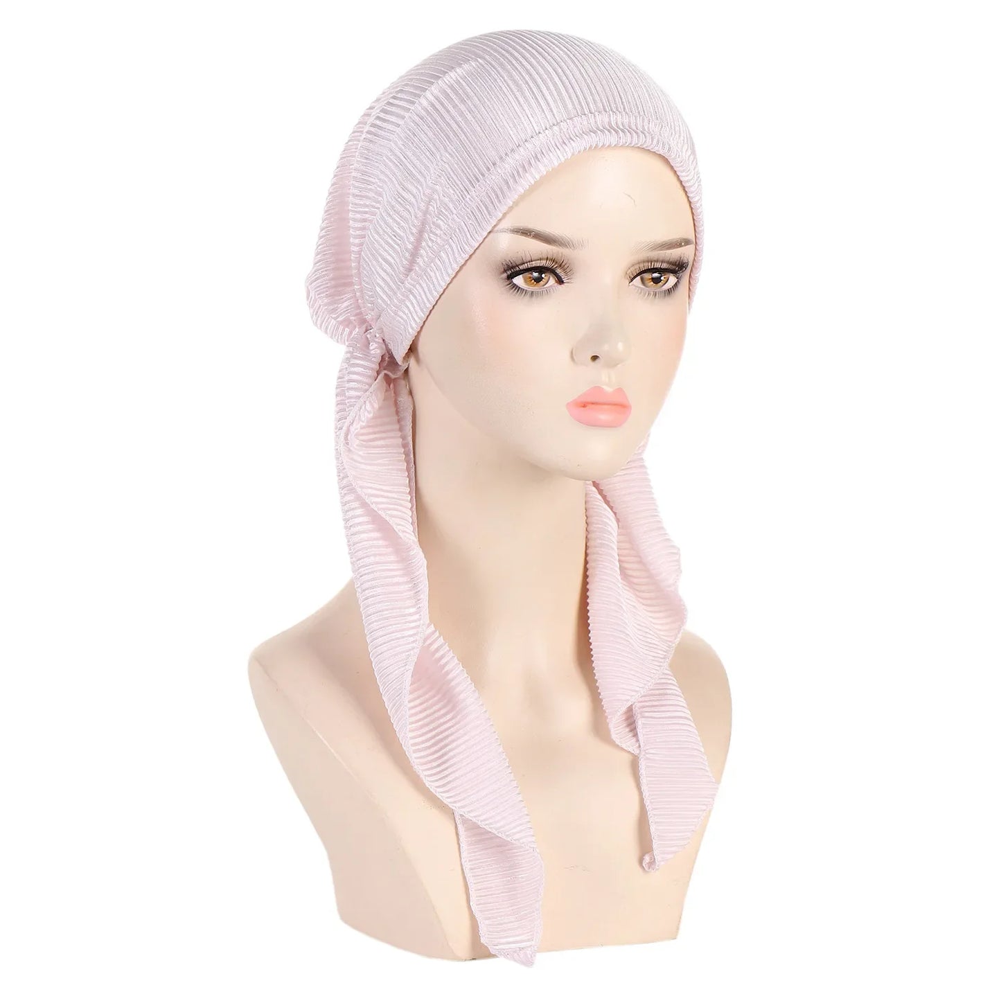 Shiny Glitter Elastic Solid Color Pre-Tied Hijabs Wrap Head Scarf Muslim Turban Bonnet for Women Inner Hat Turbantes Caps Mujer
