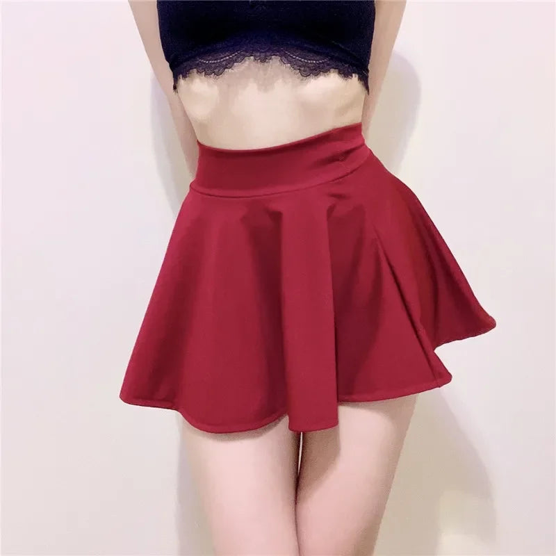 High Wiast A-Line Silk Mini Pleated Skirt