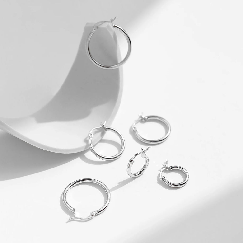 925 Sterling Silver Bold Classic Simple French Hoop Earrings