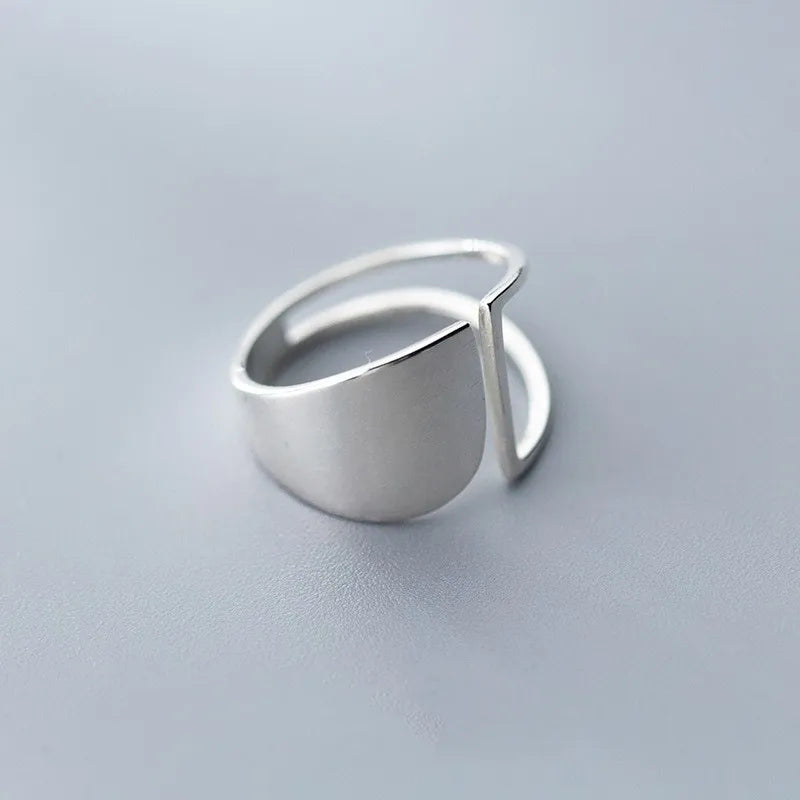 925 Sterling Silver Geometry Open Ring