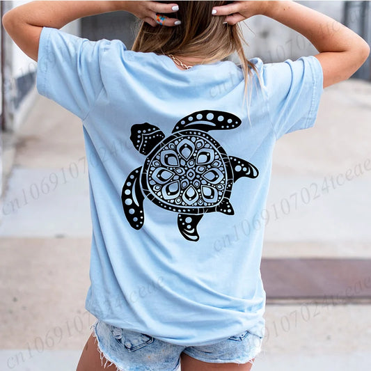 Sea Turtle Floral Print Tee