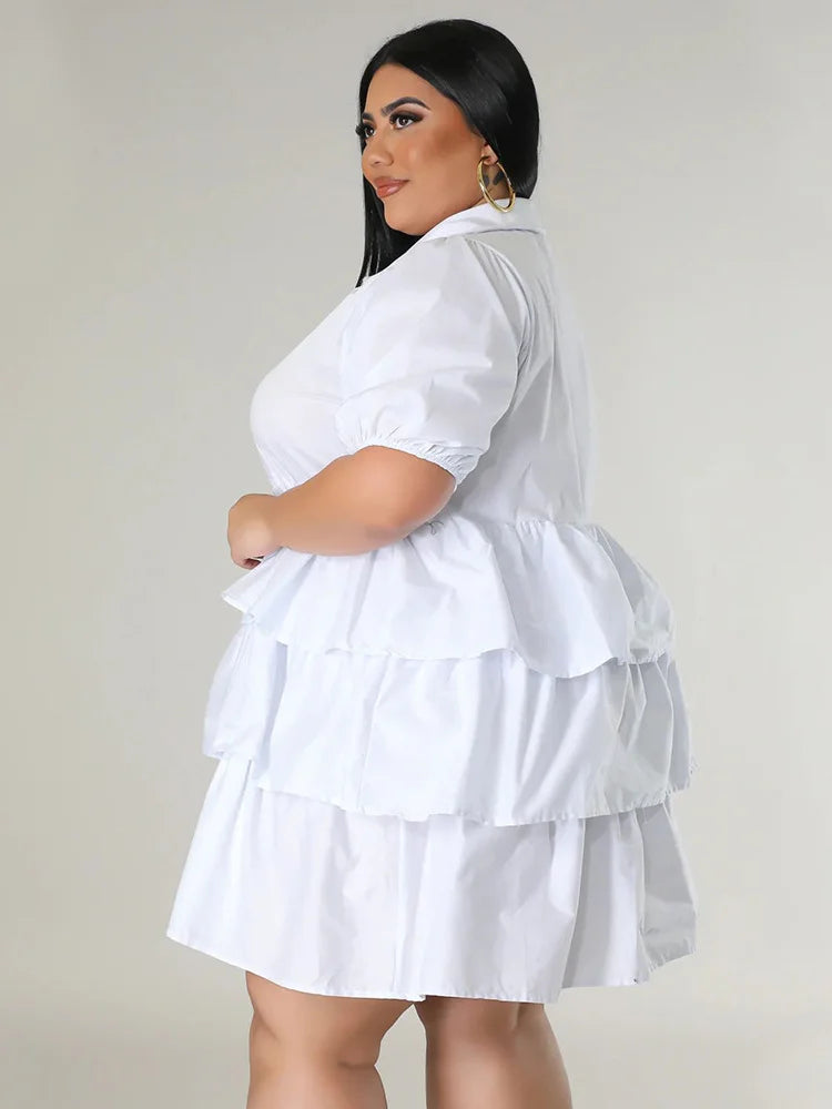 Wmstar Plus Solid Midi Shirt Dress