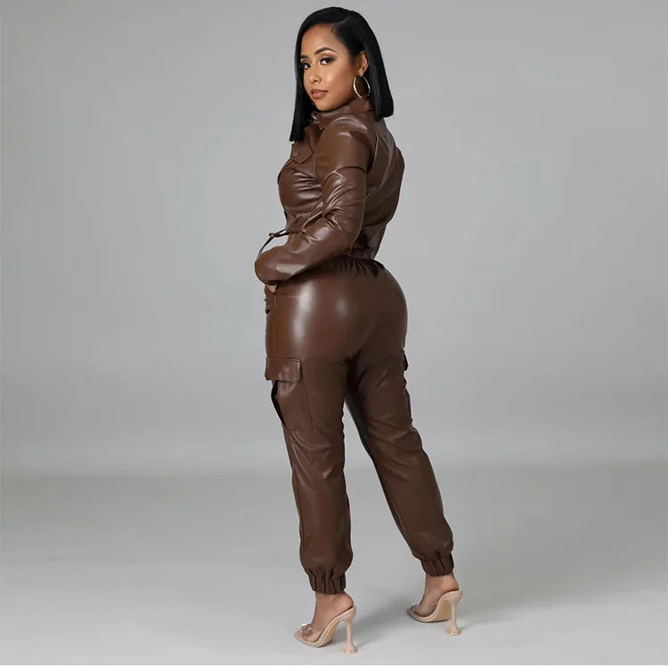 Short Leather Jacket Set