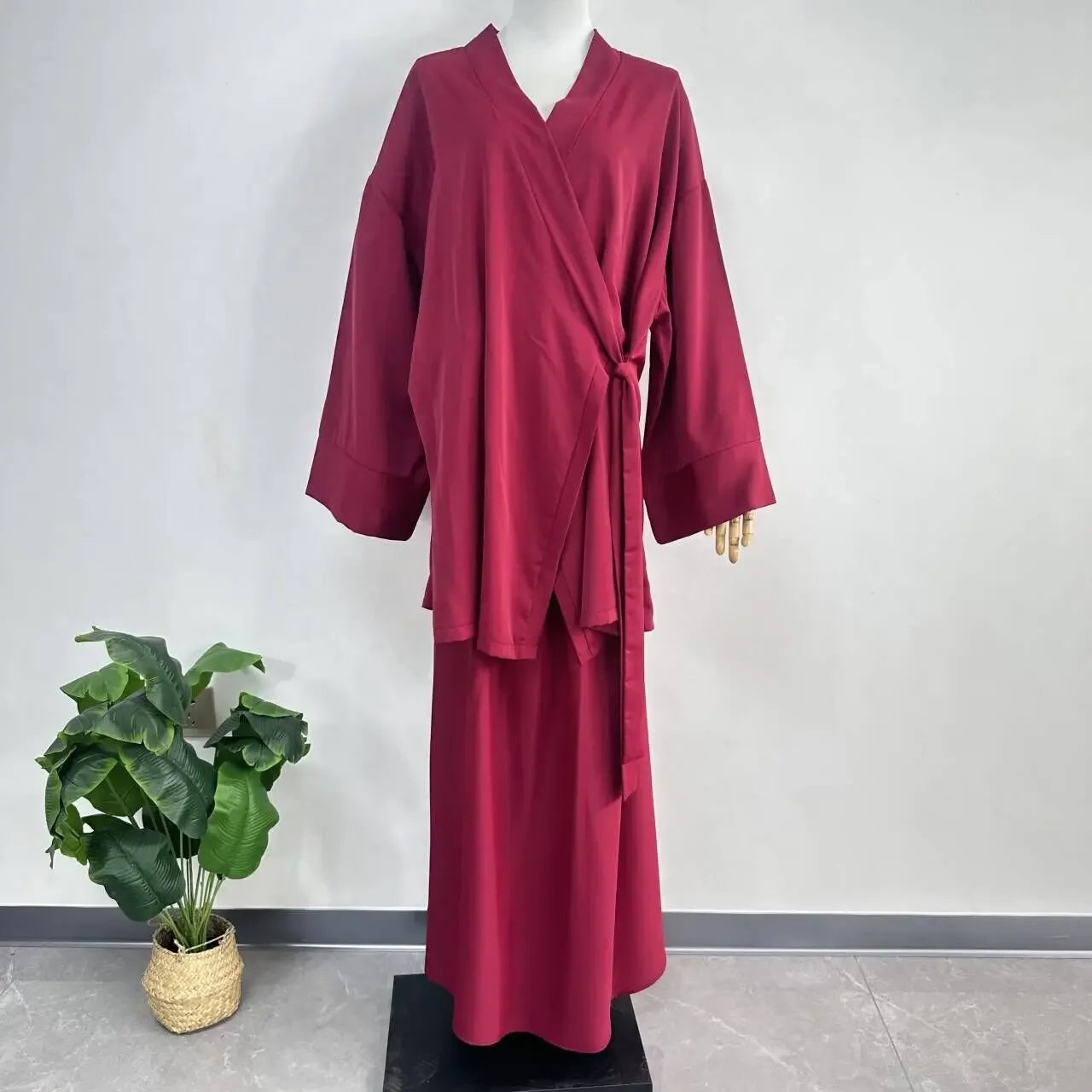 Eid Muslim Suit Modest Two Piece Women Lace Up Top Skirt Outfits Ramadan Morocco Dubai Abayas Ensemble Islam Arab Jalabiya 2025