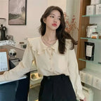 XPQBB Ruffled Peter Pan Collar Blouse