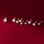 925 Sterling Silver Zircon Spiral Beads Bone Earrings