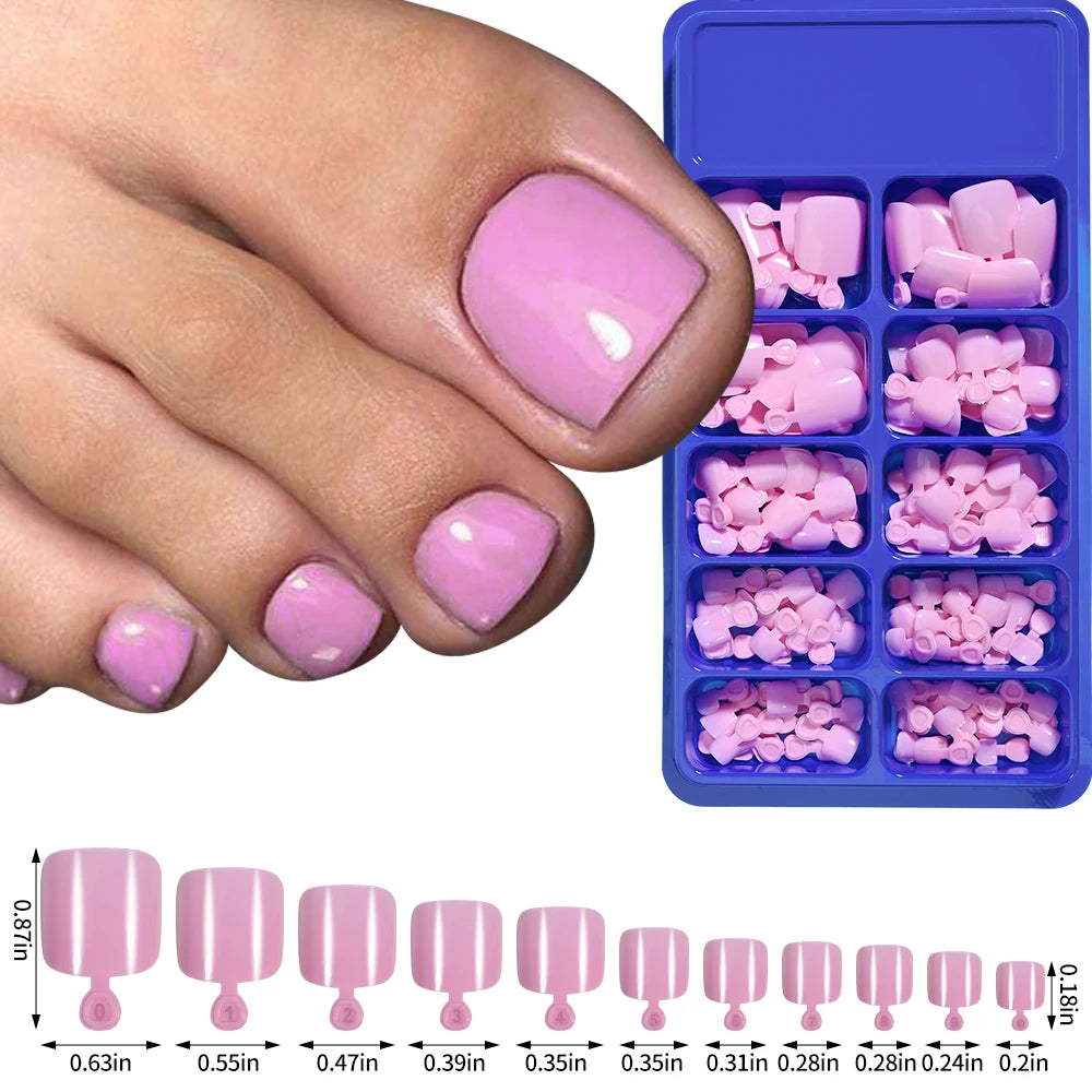 100pcs Fake Toenail Nude White Clear Press on Toe Foot Full Cover Short Square  False Nail Tips for Summer Women Feet Decoration