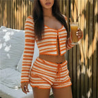 Boho Beach Striped Crochet 2 Piece Set