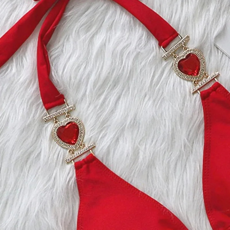 Bikini With Heart Rhinestones