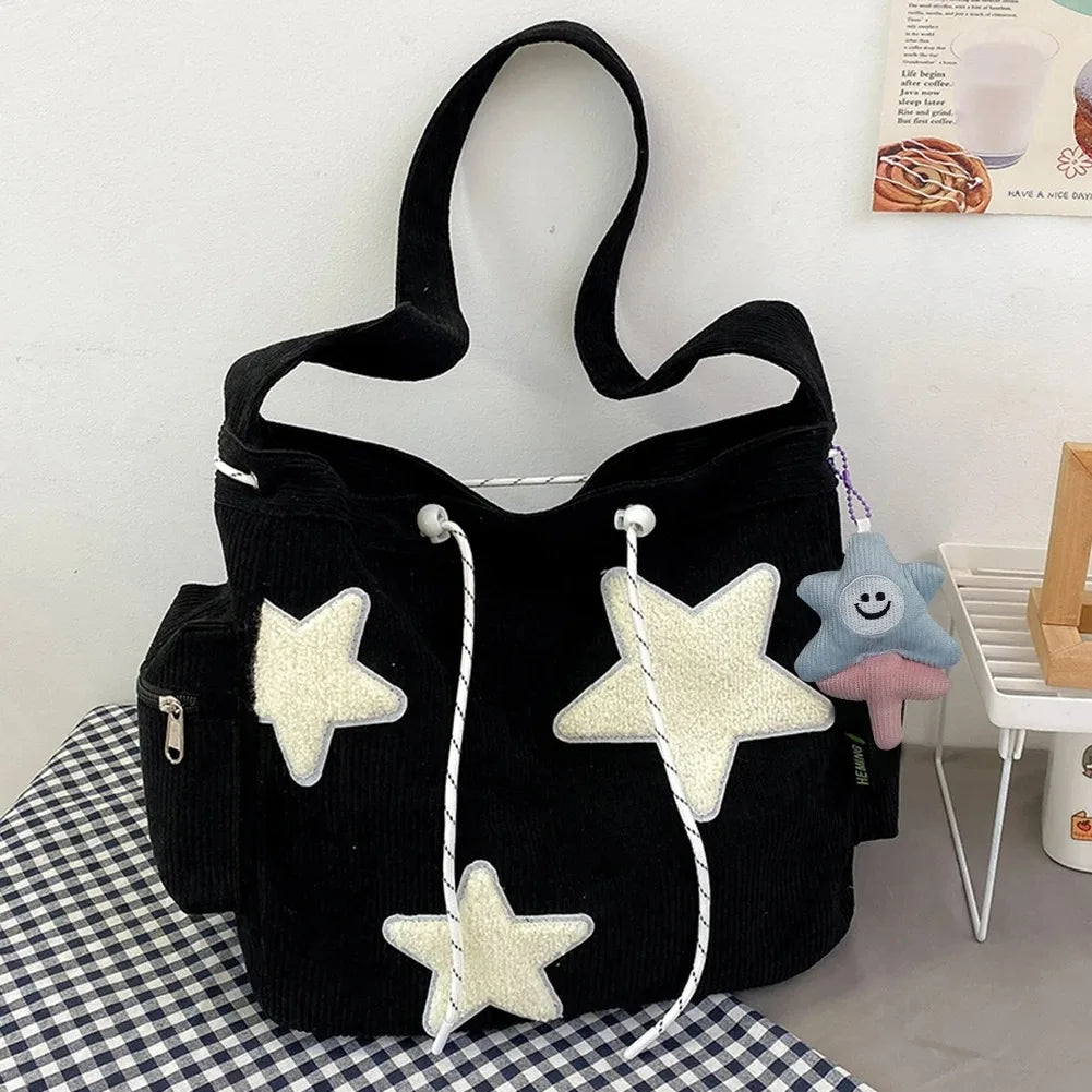 Star Pattern Corduroy Crossbody Bag