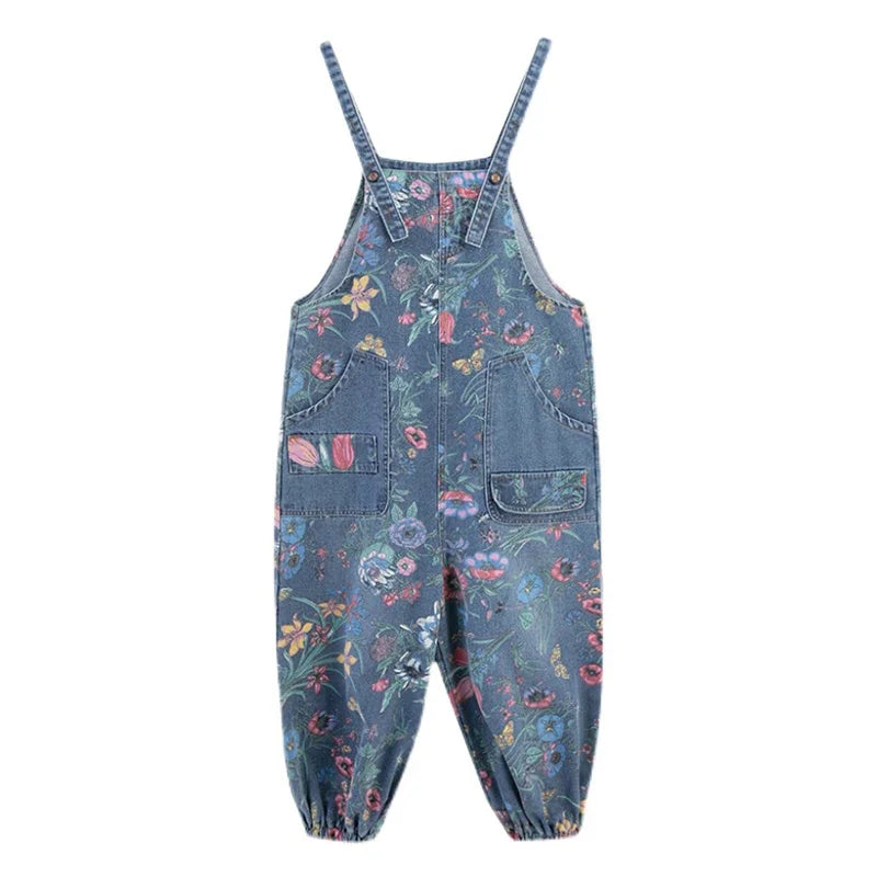 Floral Denim Overalls
