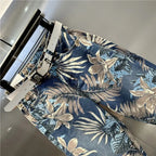 Leaf Printing Cropped Jeans