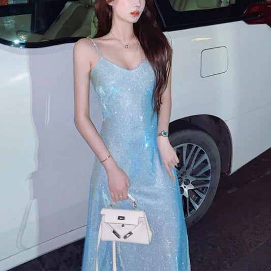 V-neck Suspender Dress