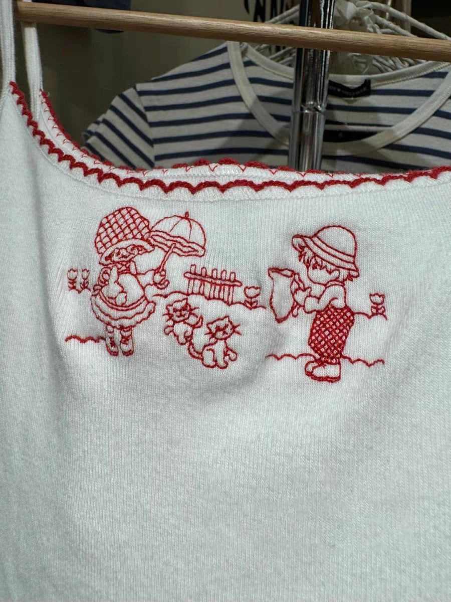 Girls And Cats Embroidered Cami