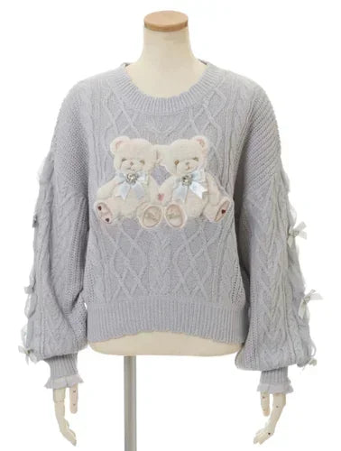 Cartoon Bear Knit Pullover Sweater