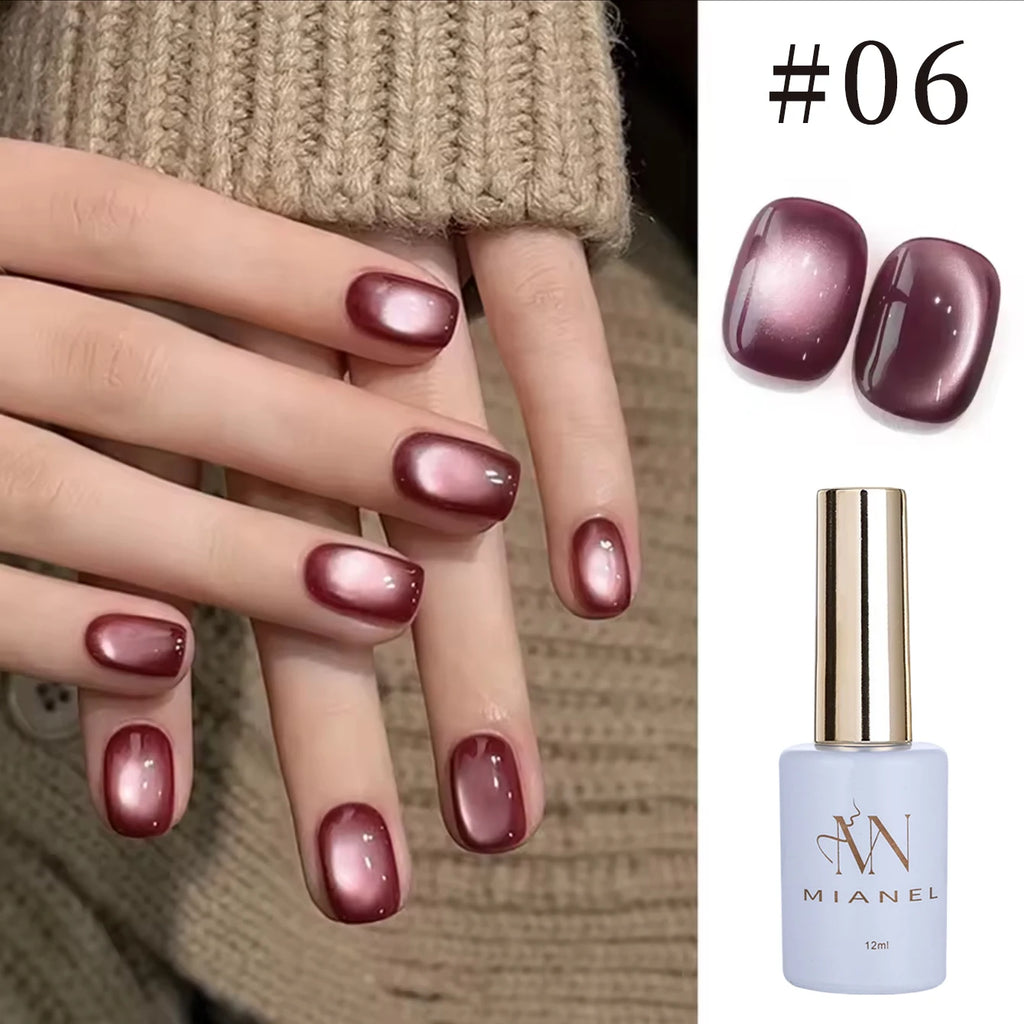 12ml 1-21pcs Brown Gold Cat Eye Gel Nail Polish