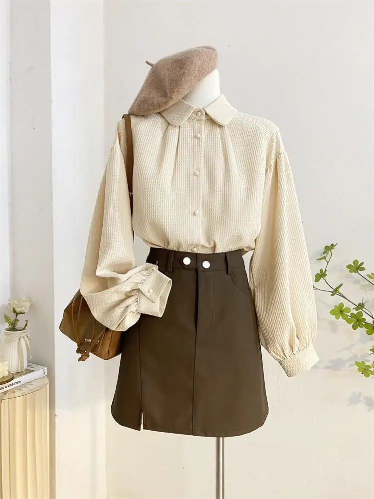 Waffle Lantern Sleeve Shirt