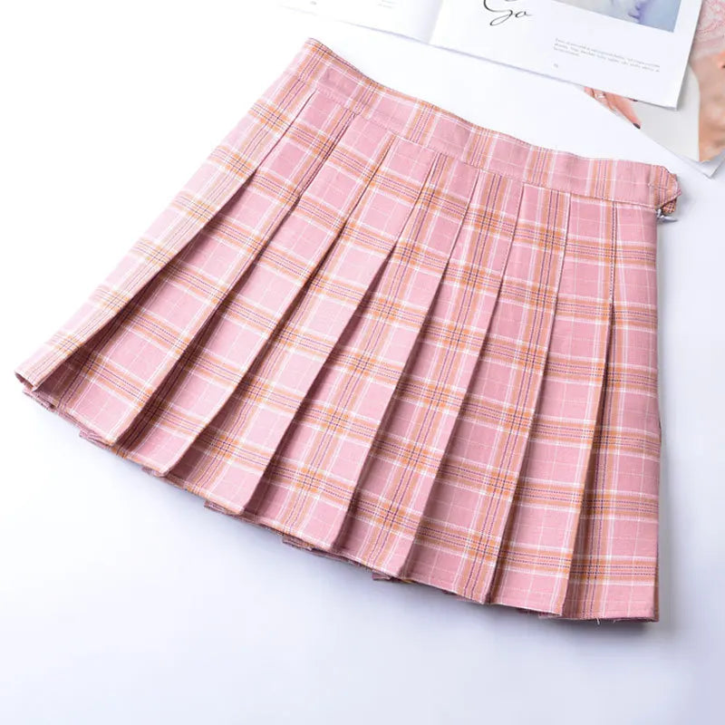 Pleated Plaid Skirt