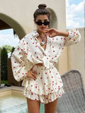 Bronladies Love Printed Long Sleeved Shorts Set