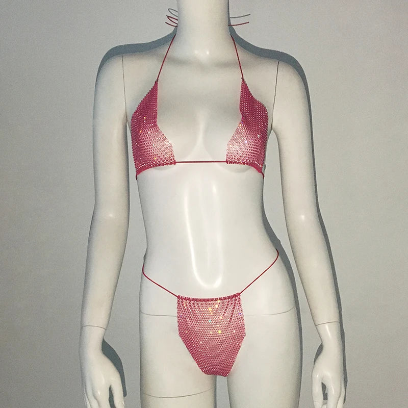 Fishnet Glitter Rhinestone Bikini
