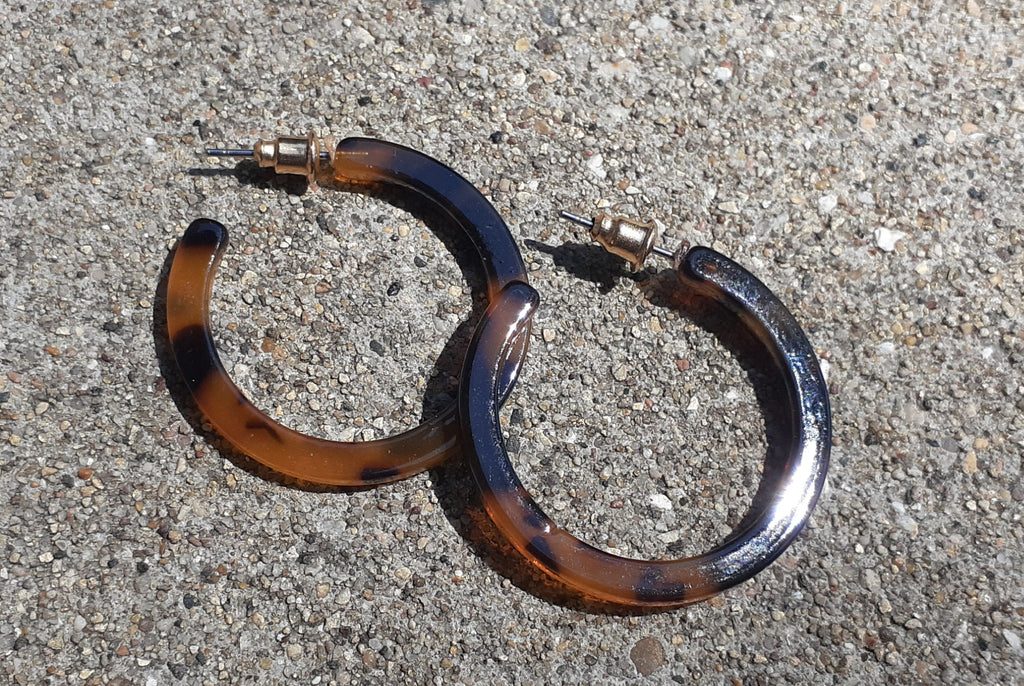 Small Tortoise Brown acrylic hoop Earrings