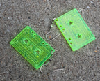 Small clear acrylic Cassette Tape Earrings