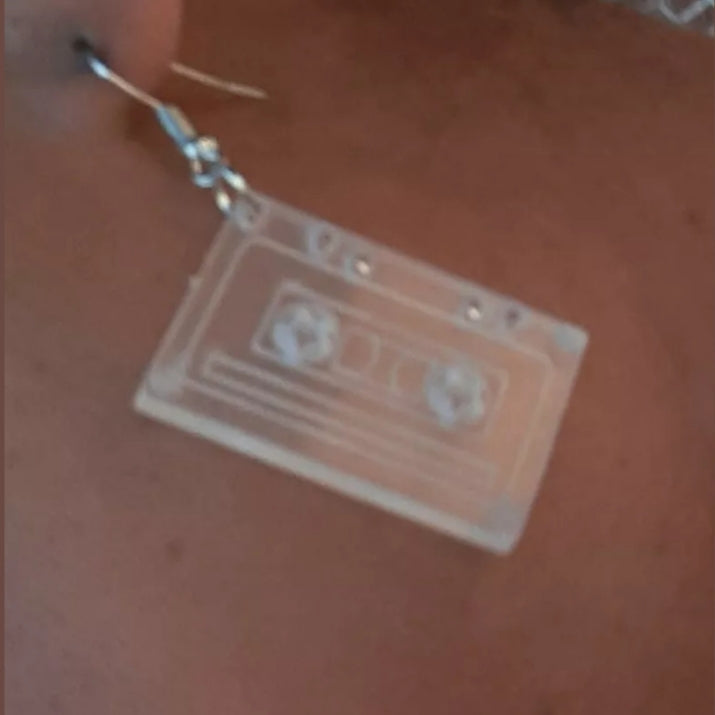 Small clear acrylic Cassette Tape Earrings