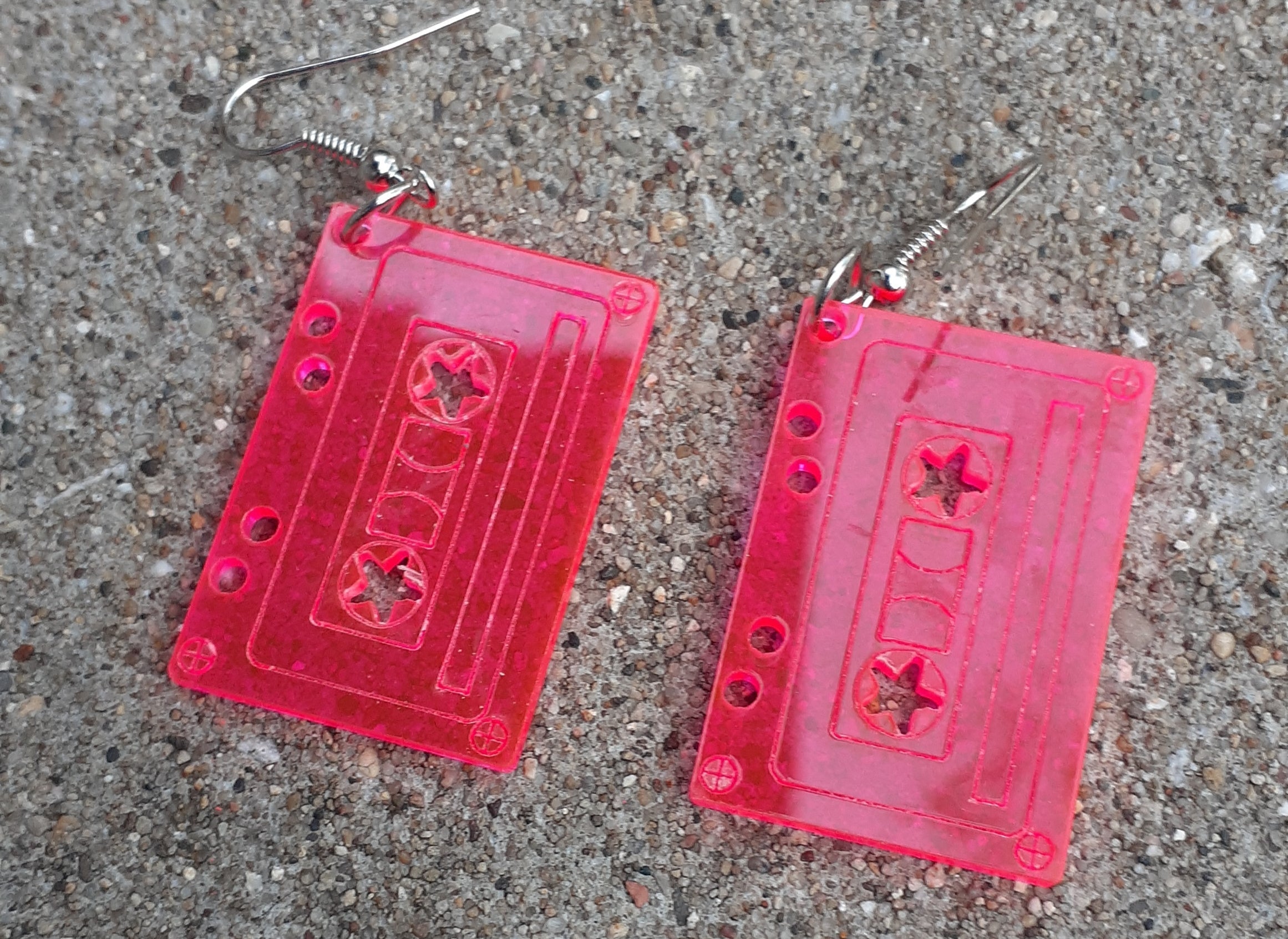Small clear acrylic Cassette Tape Earrings