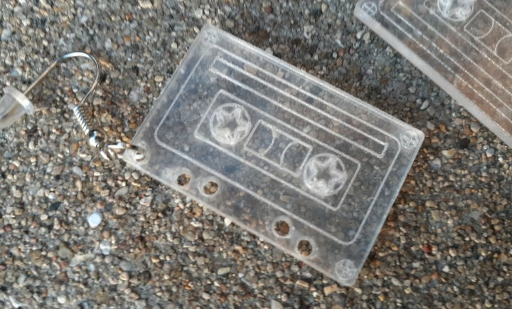 Small clear acrylic Cassette Tape Earrings