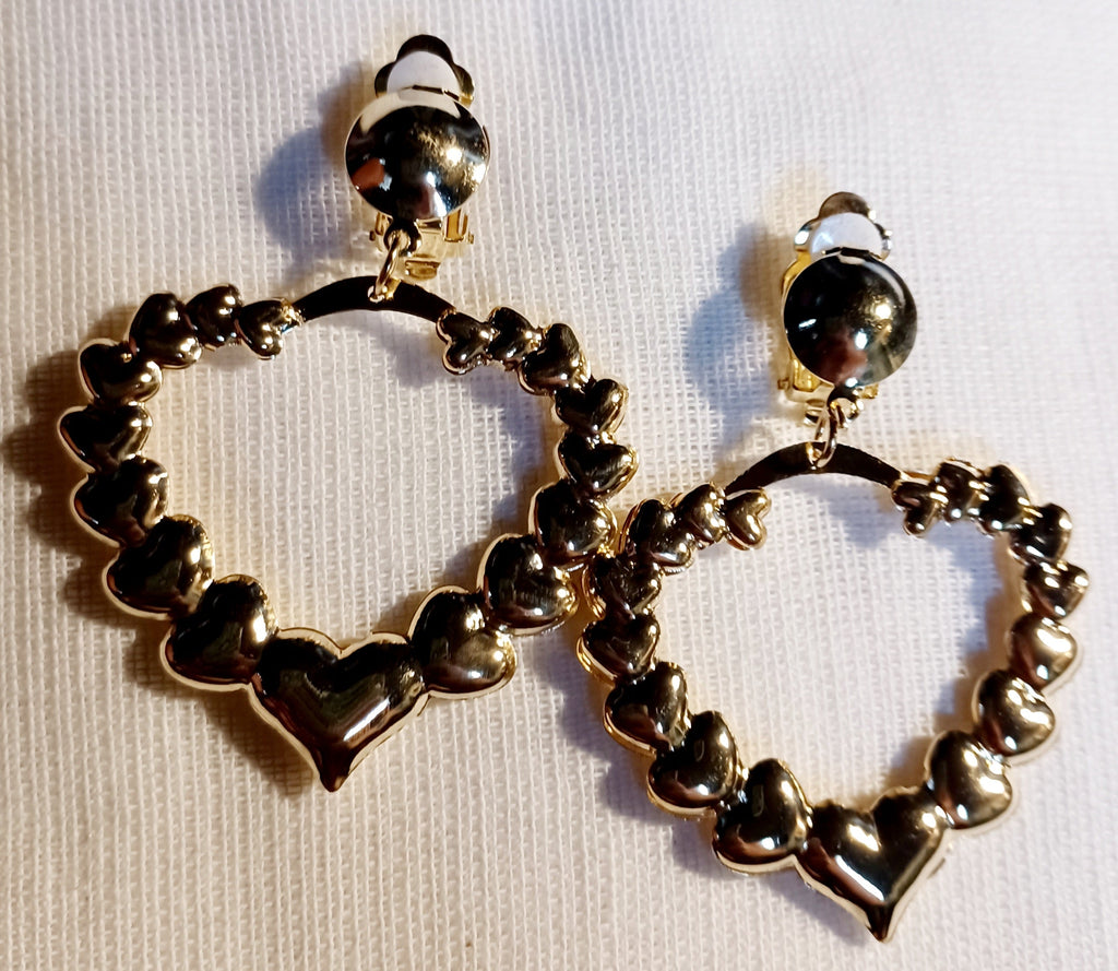 Small clip on heart hoops