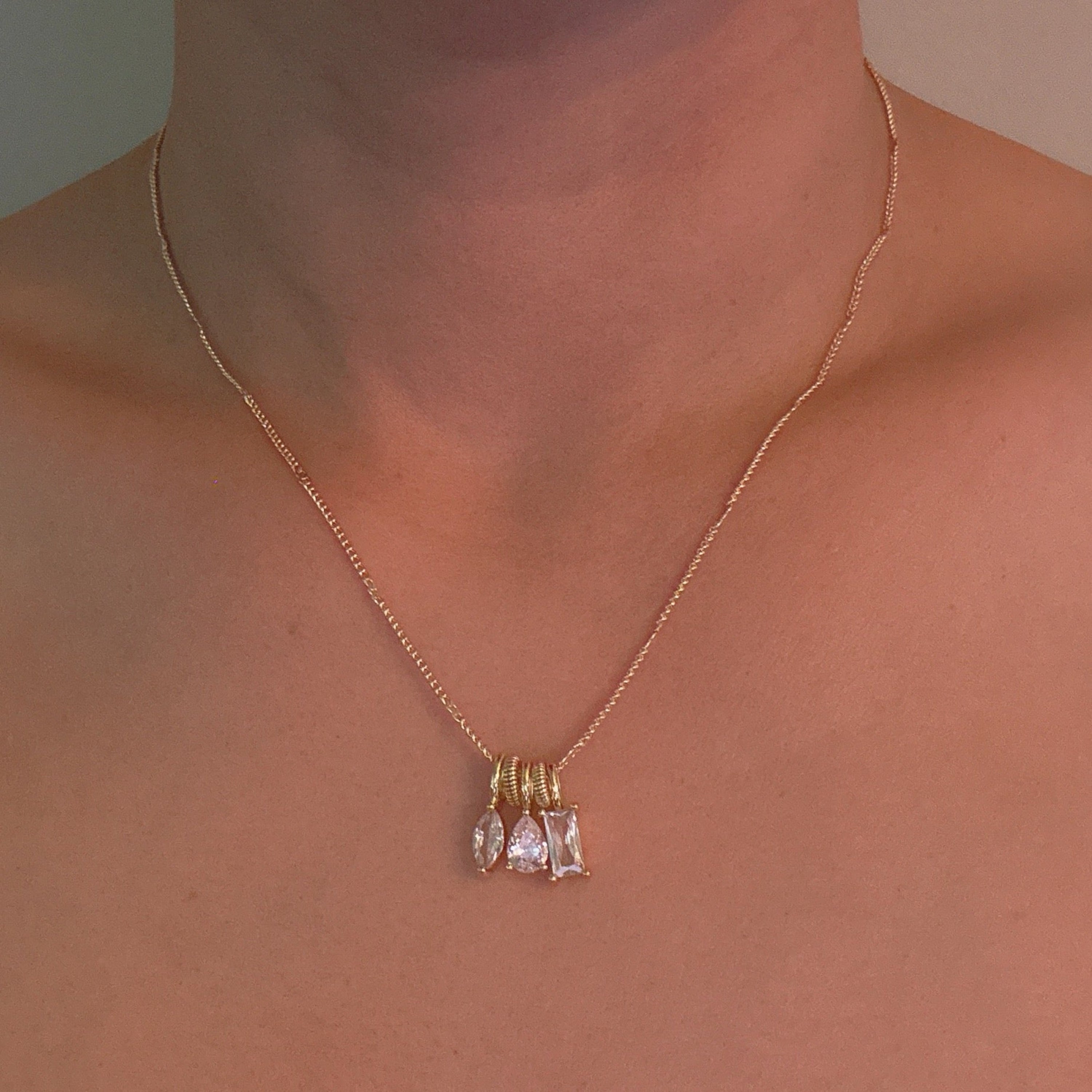 Trio Sparkle Stack Pendant Necklace