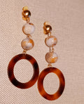 Vintage Abstract Design Clip on Tortoise Lucite Earrings