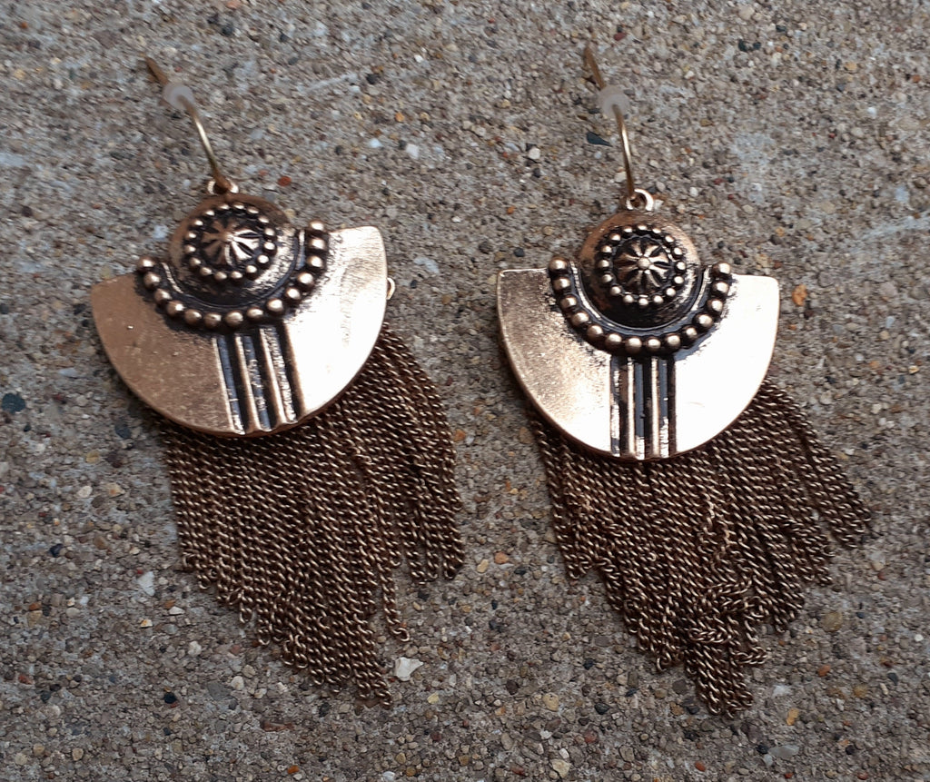 Vintage Brass Chain Dangle Earrings