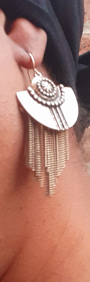 Vintage Brass Chain Dangle Earrings
