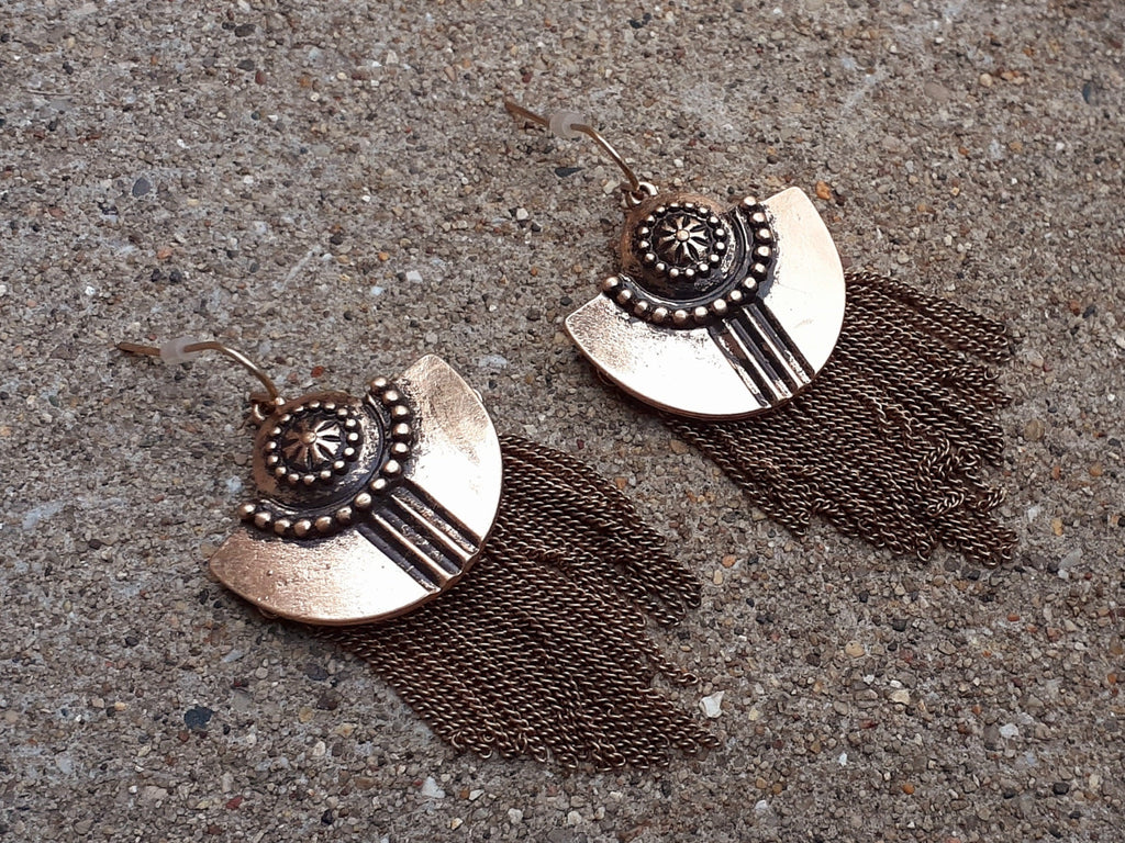 Vintage Brass Chain Dangle Earrings