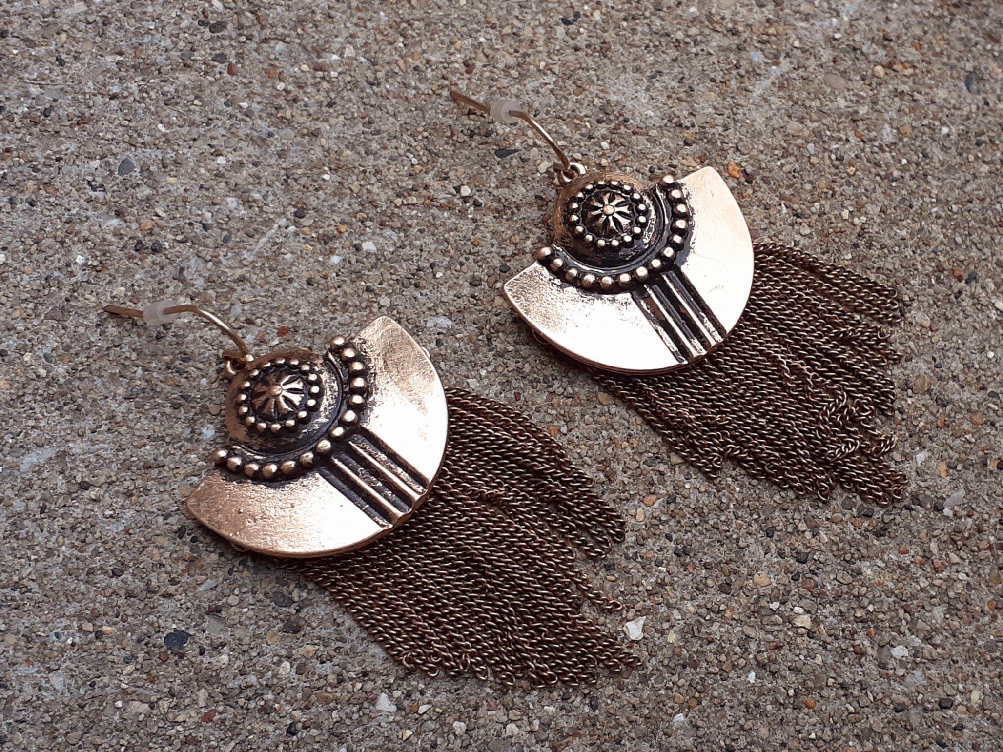 Vintage Brass Chain Dangle Earrings