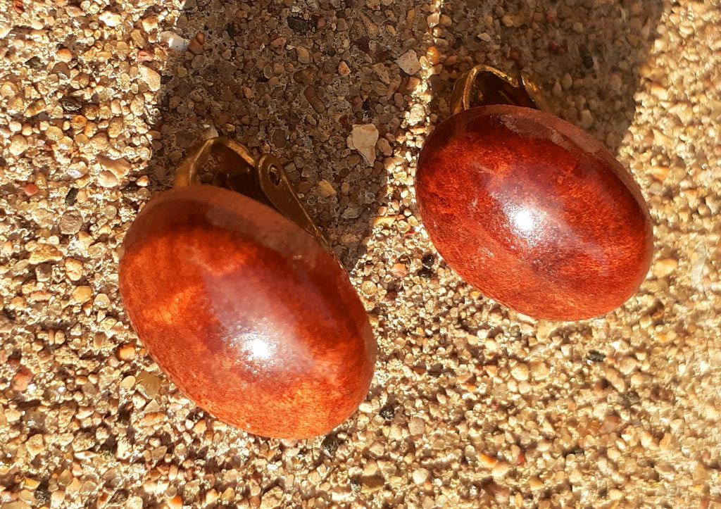 Vintage California Redwood Clip On Stud Earrings