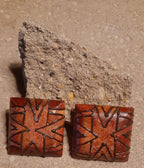 Vintage Handpainted Chocolate Square Wooden Earrings