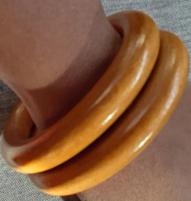 Vintage Natural Wood Bangle Set